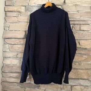Vintage Niffi The Nautical Range Wool Turtleneck Sweater Navy Sz 3X 100% Wool
